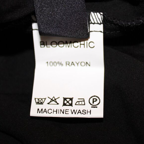 Bloomchic Dress Woman's Size 10 Medium Black Midi Cold Shoulder Pocket NWT - Picture 6 of 8